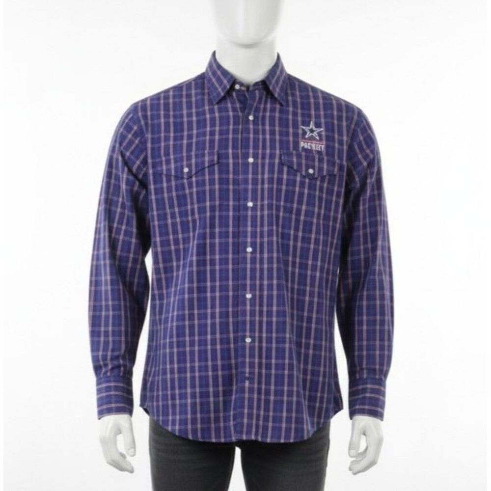 Wrangler M National Patriot Western Pearl Snap Shirt Plaid MP127M Cowboy Rodeo